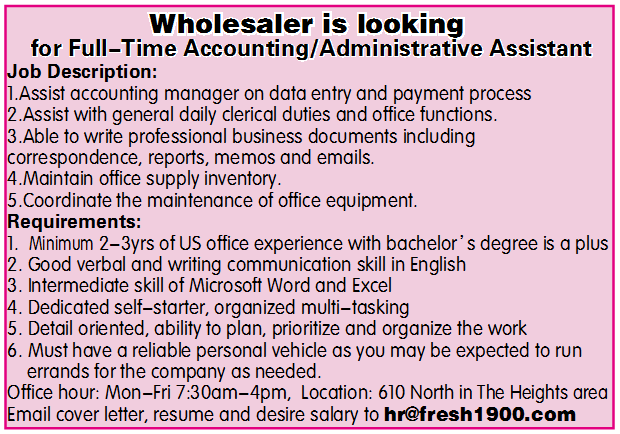 Wholesaler is looking