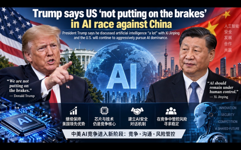 特朗普：美國不會在AI競賽中“踩刹車”