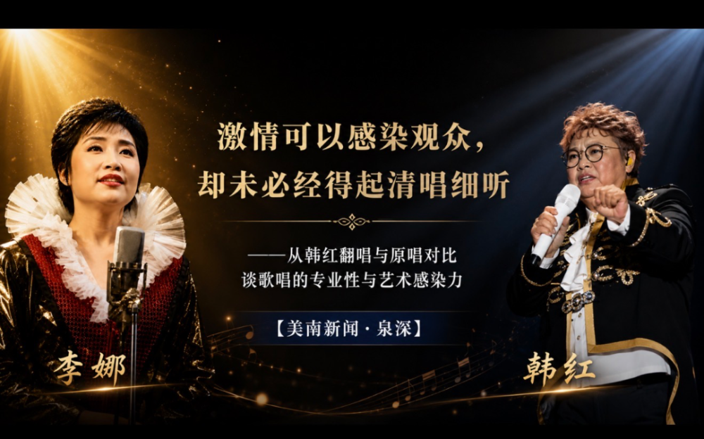 激情可以感染观众，却未必经得起清唱细听——从韩红翻唱与原唱对比谈歌唱的专业性与艺术感染力