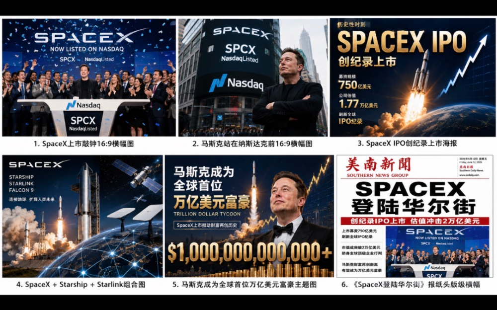 SpaceX創曆史性上市 估值逼近2萬億美元跻身全球最具價值企業行列