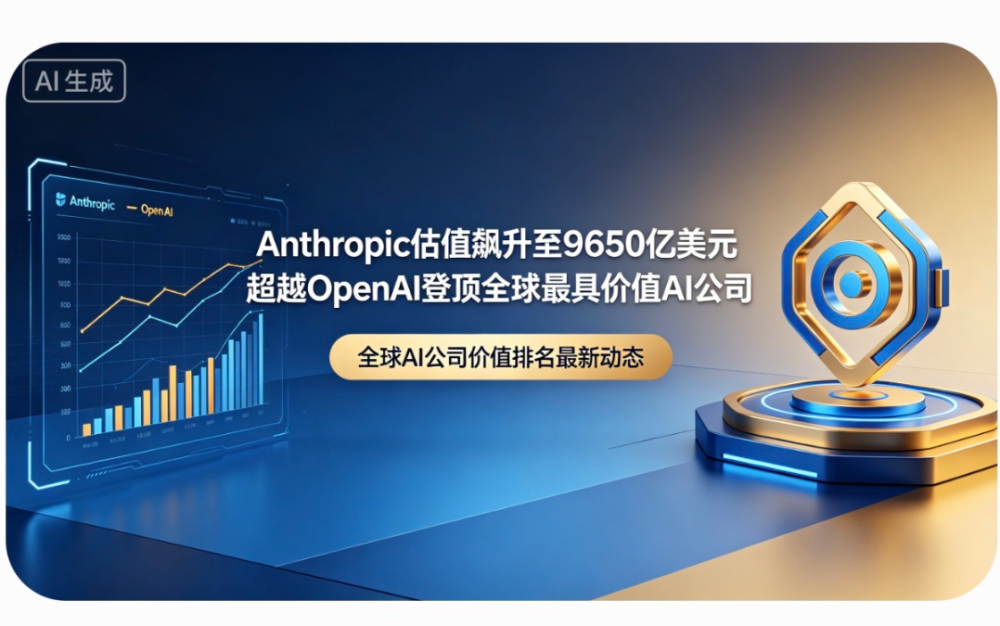 Anthropic估值飙升至9650亿美元 超越OpenAI登顶全球最具价值AI公司