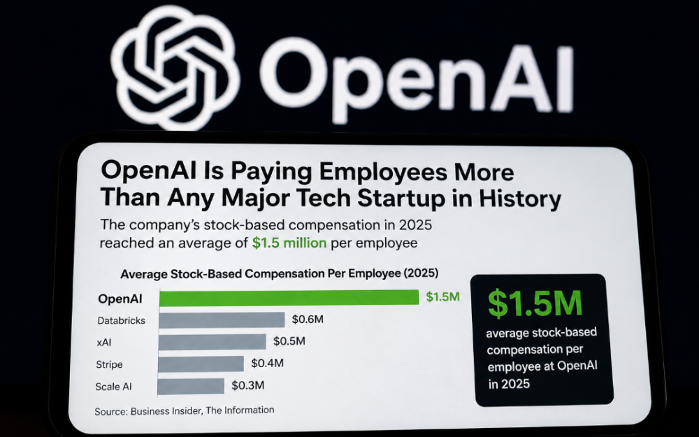OpenAI員工薪酬震撼硅谷    人均股權獎勵高達150萬美元　創科技創業公司曆史紀錄