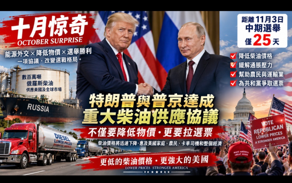 “十月驚奇”震撼美國中期選舉：特朗普與普京達成柴油供應協議，既要降低物價，更要爲共和黨爭取選票