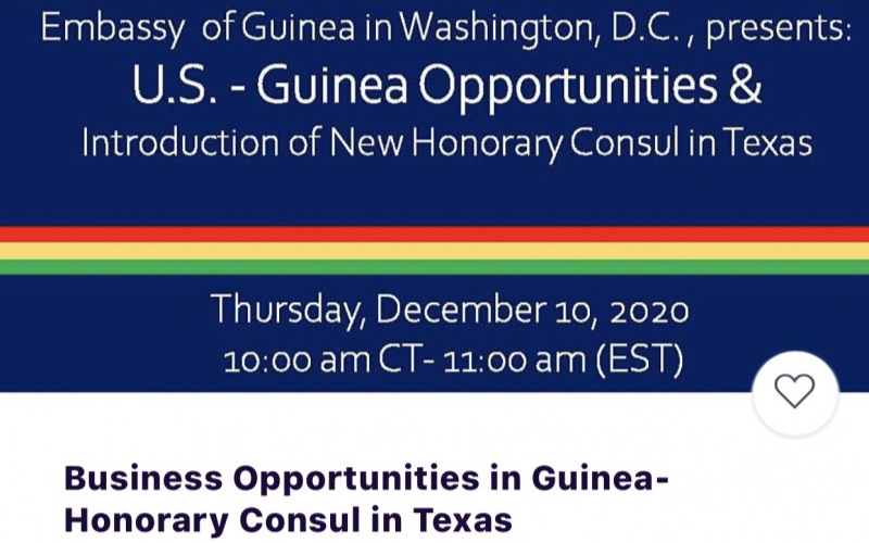 幾內亞駐美大使館舉辦研討會，展示美國與幾內亞 合作機會並介紹德州新任名譽總領事李蔚華先生