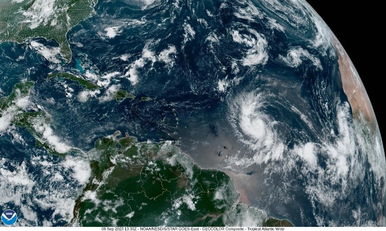 Satellite image of Lee over the Atlantic on Sept. 6, 2023. / Credit: NOAA GOES Image Viewer