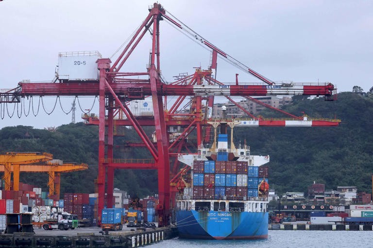 A cargo ship is shown docked at a port in Keelung, Taiwan, on Jan. 7, 2022. Reuters / Ann Wang