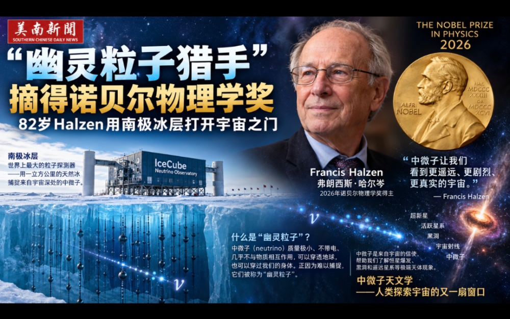 “幽灵粒子猎手”Francis Halzen荣获2026年诺贝尔物理学奖