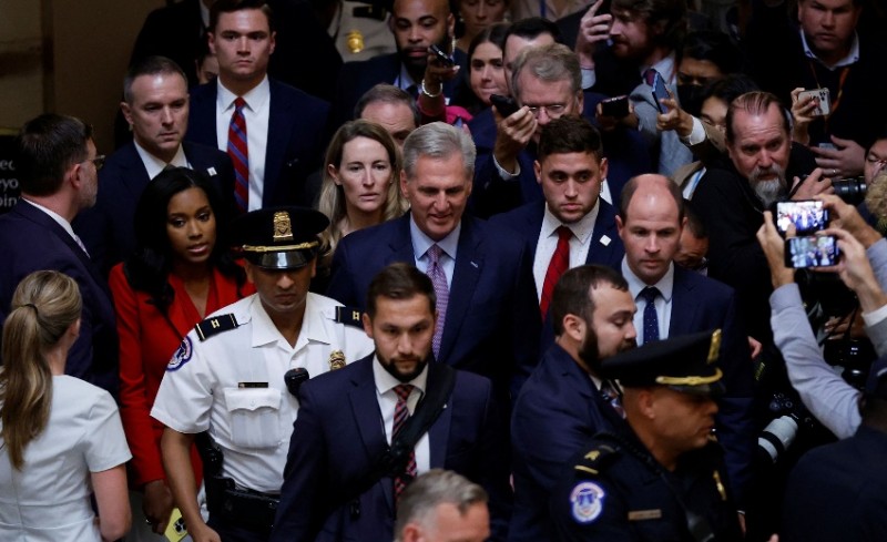 Rep. Kevin McCarthy walks back to his office at the U.S. Capitol in Washington, DC, on Tuesday.