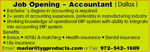 Job Opening - Accountant ( Dallas )