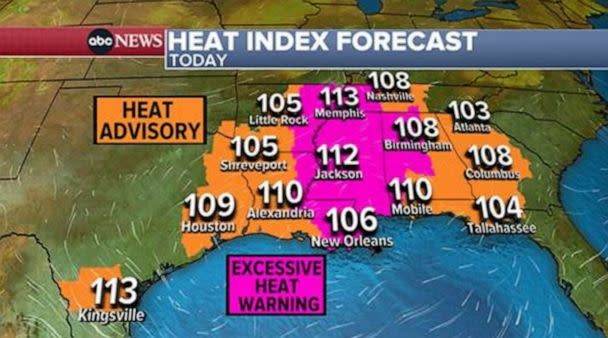 PHOTO: Heat index forecast graphic (ABC News)