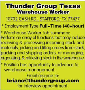 Now Hiring - Warehouse Worker