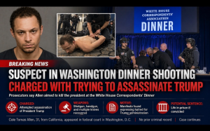 白宮記者晚宴槍擊案嫌犯被控“企圖刺殺特朗普”　或面臨終身監禁