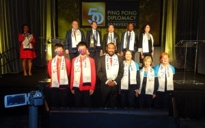 庆祝中美乒乓外交50周年晚宴，周日晚举行 佳宾云集，六百餘人与会，场面盛大