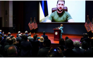 尔格林议员出席乌克兰总统泽伦斯基 在国会会议上的讲话