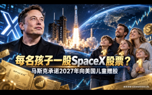 馬斯克承諾明年向美國每位孩子贈送一股個人持有的SpaceX股票：家中孩子越多，獲贈股票越多